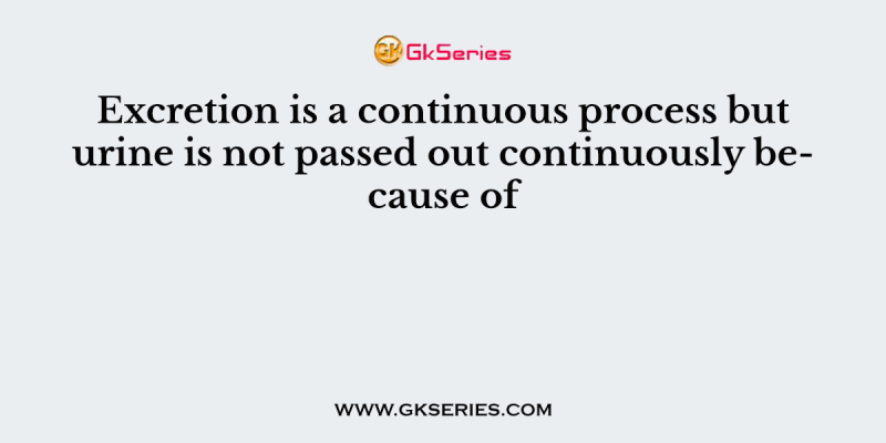 Excretion is a continuous process but urine is not passed out continuously because of