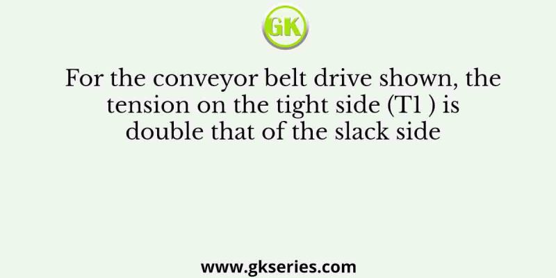 For the conveyor belt drive shown, the tension on the tight side (T1 ) is double that of the slack side