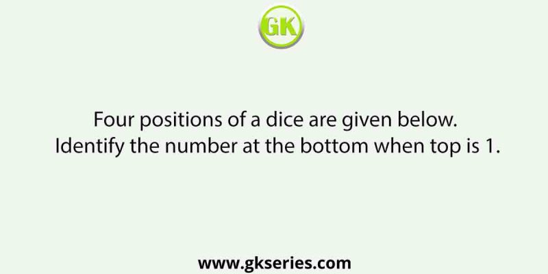 Four positions of a dice are given below. Identify the number at the bottom when top is 1.
