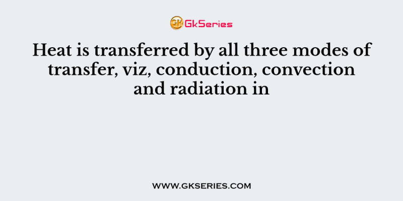 Heat is transferred by all three modes of transfer, viz, conduction, convection and radiation in