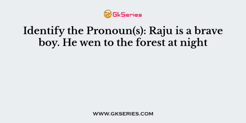 Identify the Pronoun(s): Raju is a brave boy. He wen to the forest at night