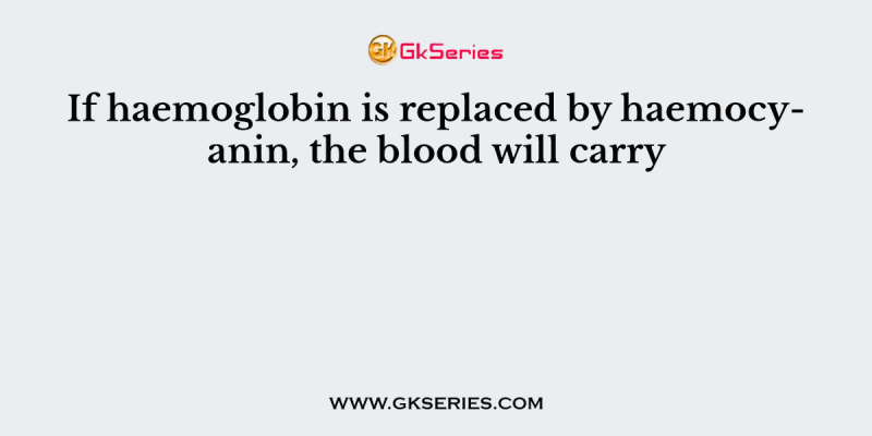If haemoglobin is replaced by haemocyanin, the blood will carry