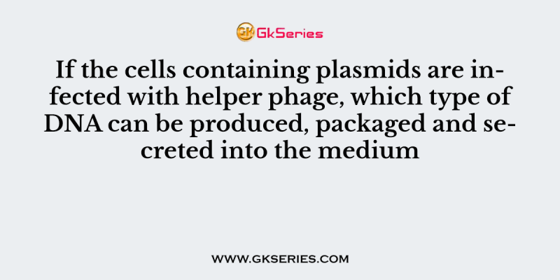 If the cells containing plasmids are infected with helper phage, which type of DNA can be produced, packaged and secreted into the medium?