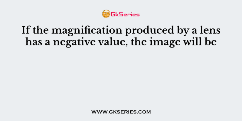 If the magnification produced by a lens has a negative value, the image will be