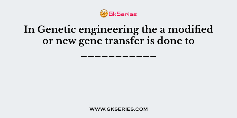 In Genetic engineering the a modified or new gene transfer is done to ___________