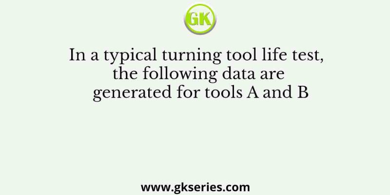 In a typical turning tool life test, the following data are generated for tools A and B