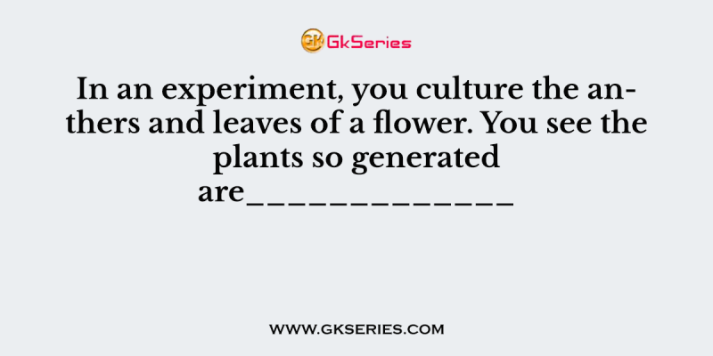In an experiment, you culture the anthers and leaves of a flower. You see the plants so generated are_____________