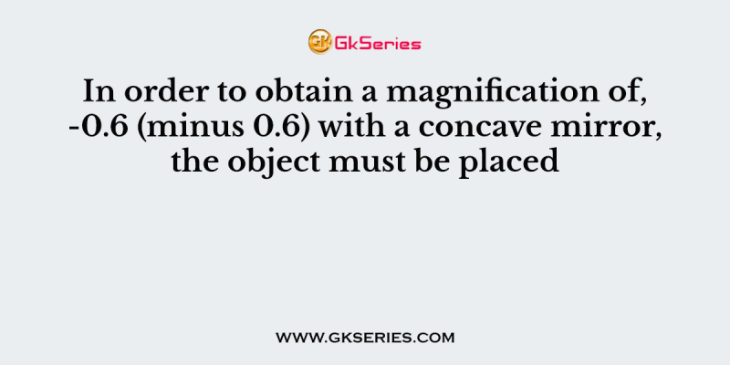 In order to obtain a magnification of, -0.6 (minus 0.6) with a concave mirror, the object must be placed