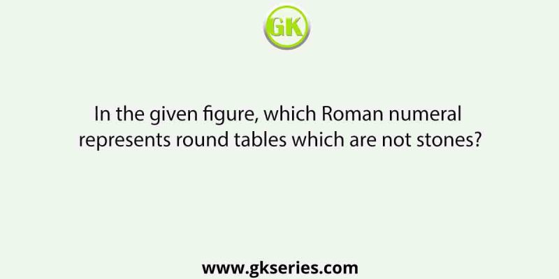 In the given figure, which Roman numeral represents round tables which are not stones?