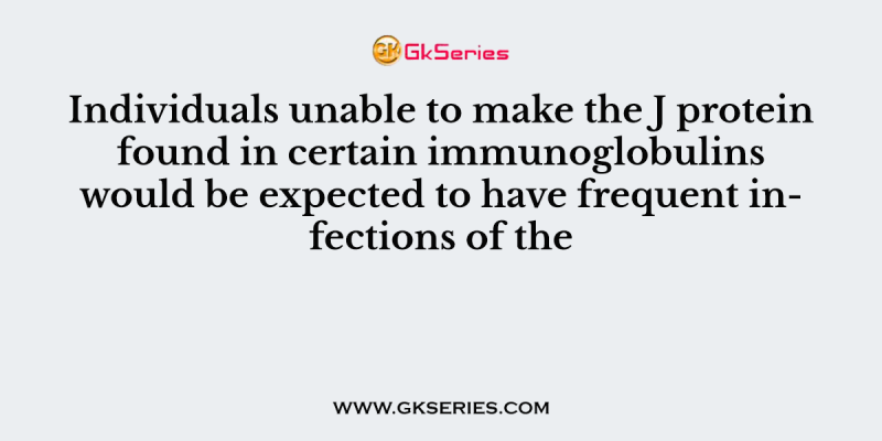 Individuals unable to make the J protein found in certain immunoglobulins would be expected to have frequent infections of the