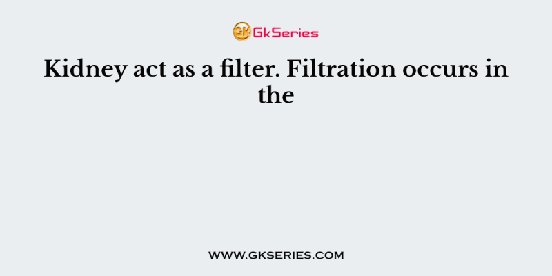 Kidney act as a filter. Filtration occurs in the