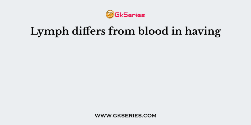 Lymph differs from blood in having