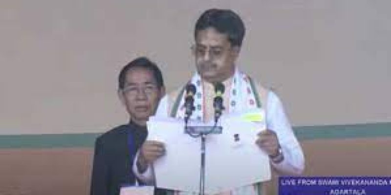 Manik Saha sworn in as chief minister of Tripura for second time
