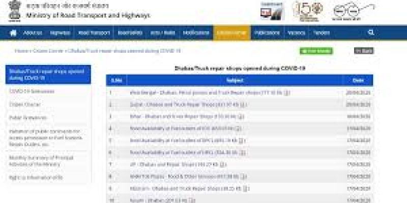 Ministry of Road launched website to aid drivers and cargos during lockdown