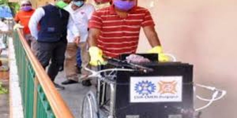 Mobile indoor disinfection sprayer to combat COVID-19 spread