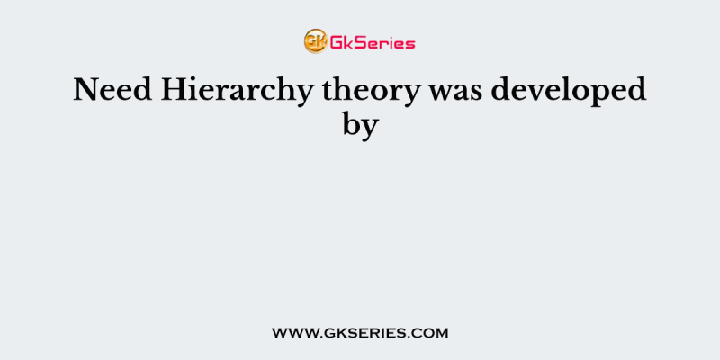 Need Hierarchy theory was developed by