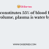 By volume, the red blood cells constitute about _____% of whole blood
