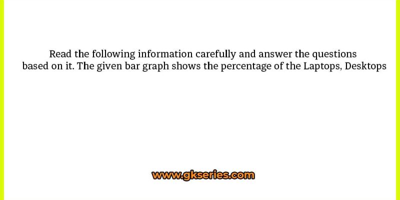 Read the following information carefully and answer the questions based on it. The given bar graph shows the percentage of the Laptops, Desktops