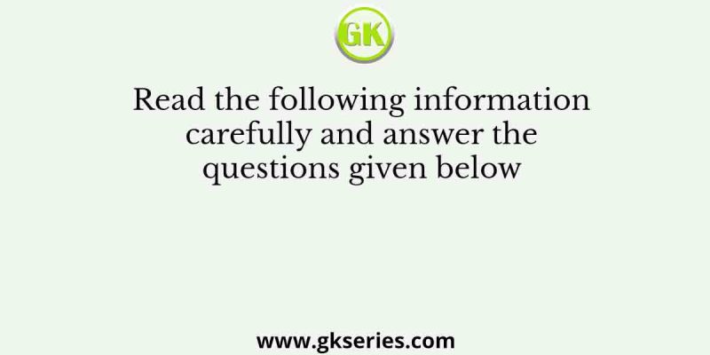 Read the following information carefully and answer the questions given below