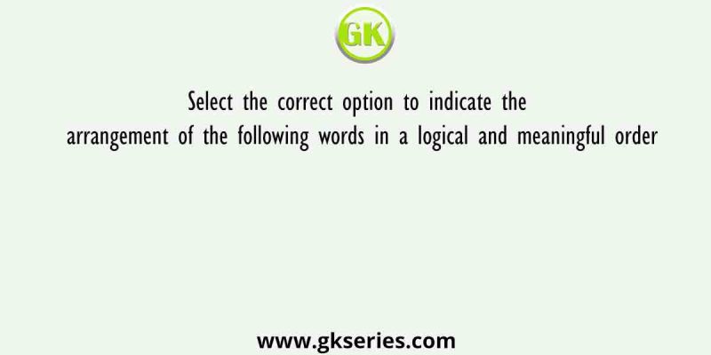 Select the correct option to indicate the arrangement of the following words in a logical and meaningful order
