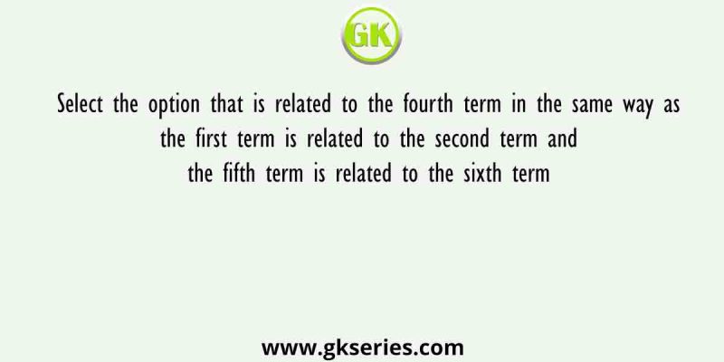 Select the option that is related to the fourth term in the same way as the first term is related to the second term and the fi fth term is related to the sixth term