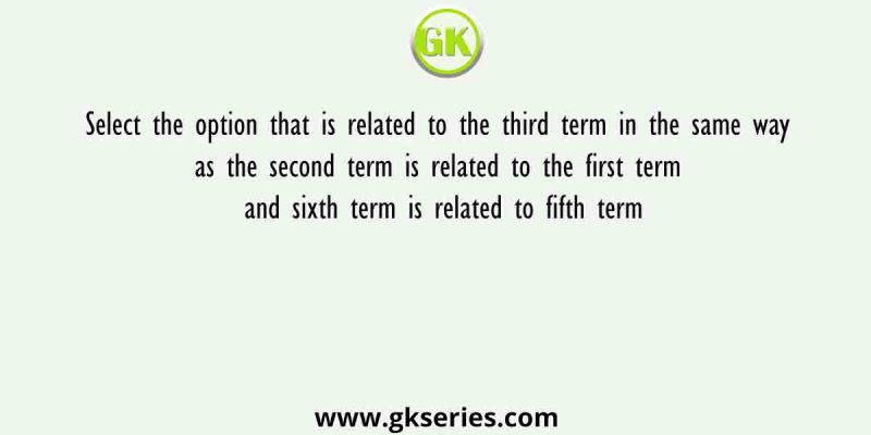 Select the option that is related to the third term in the same way as the second term is related to the first term and sixth term is related to fifth term
