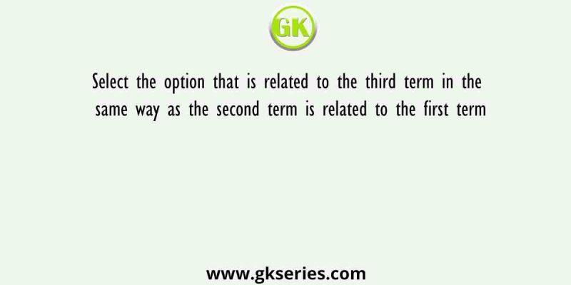 Select the option that is related to the third term in the same way as the second term is related to the first term