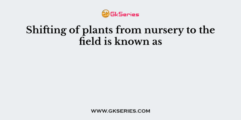 Shifting of plants from nursery to the field is known as