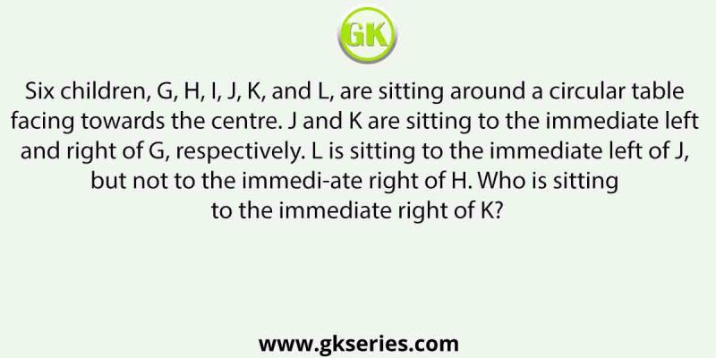 Six children, G, H, I, J, K, and L, are sitting around a circular table facing towards the centre.