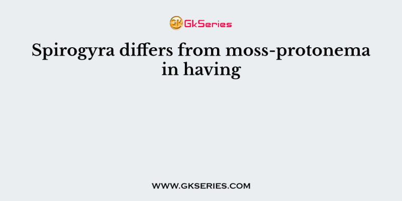 Spirogyra differs from moss-protonema in having