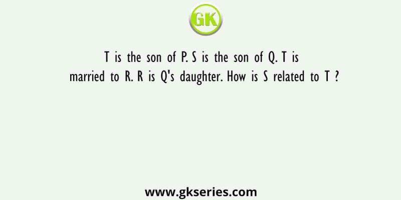 T is the son of P. S is the son of Q. T is married to R. R is Q’s daughter. How is S related to T ?
