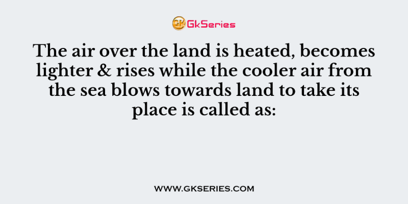 The air over the land is heated, becomes lighter & rises while the cooler air from the sea blows towards land to take its place is called as: