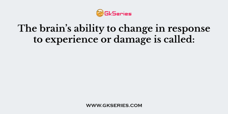 The brain’s ability to change in response to experience or damage is called:
