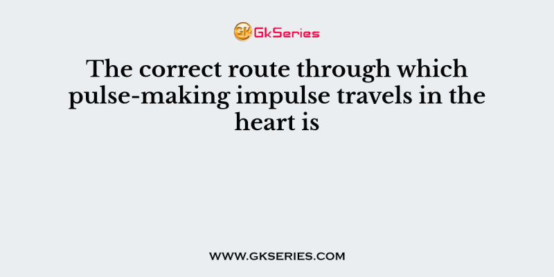 The correct route through which pulse-making impulse travels in the heart is