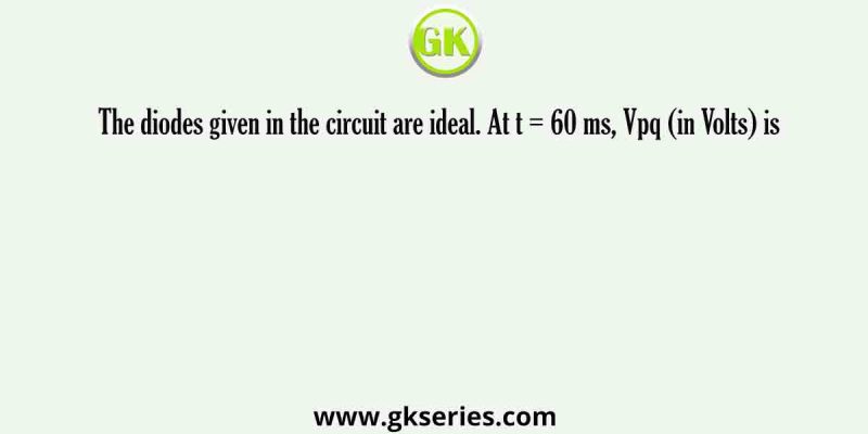 The diodes given in the circuit are ideal. At t = 60 ms, Vpq (in Volts) is 