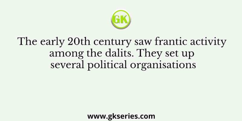 The early 20th century saw frantic activity among the dalits. They set up several political organisations