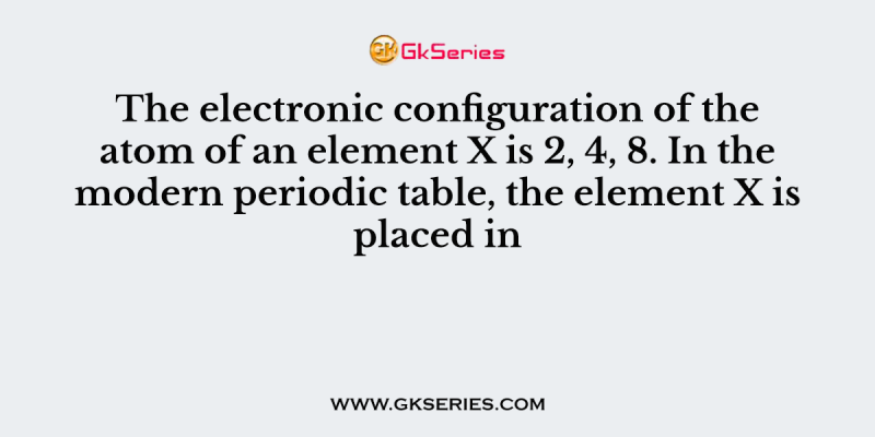 The electronic configuration of the atom of an element X is 2, 4, 8. In the modern periodic table, the element X is placed in