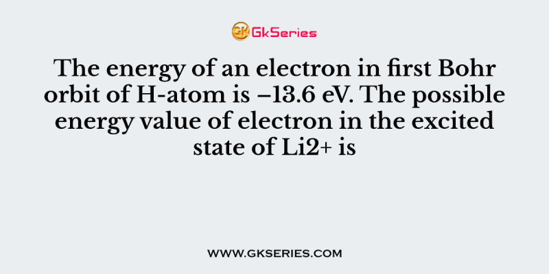 The energy of an electron in first Bohr orbit of H-atom is –13.6 eV. The possible energy value of electron in the excited state of Li2+ is