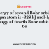 The ionisation potential of a hydrogen atom is –13.6 eV. What will be the energy of the atom corresponding to n = 2