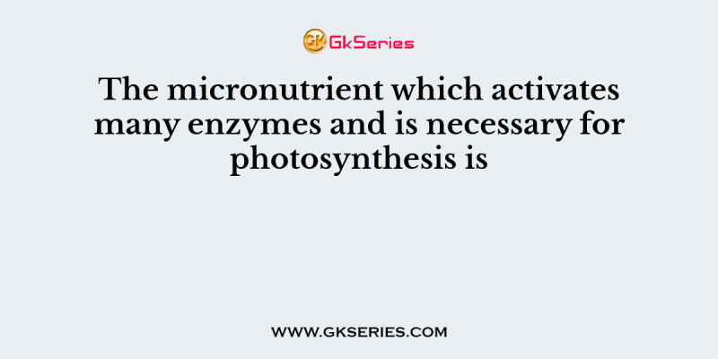The micronutrient which activates many enzymes and is necessary for photosynthesis is