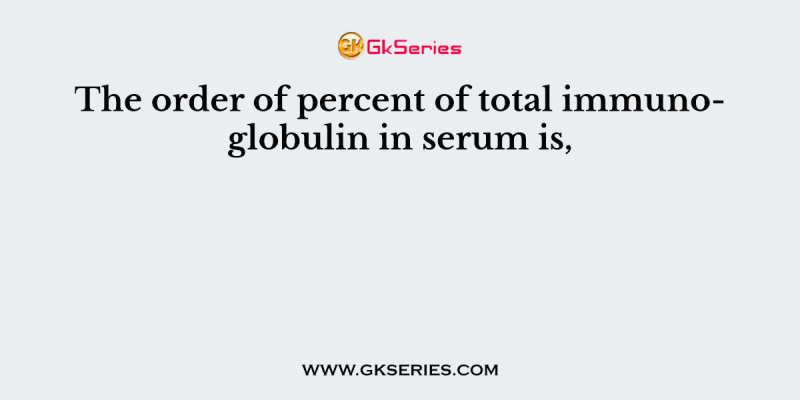 The order of percent of total immunoglobulin in serum is,