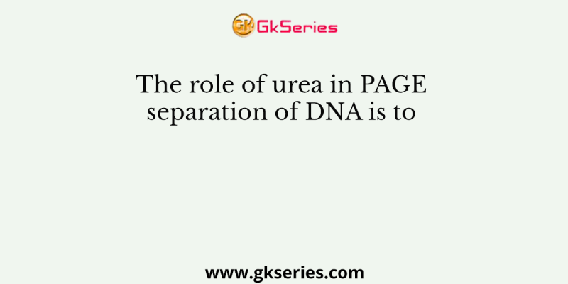 The role of urea in PAGE separation of DNA is to