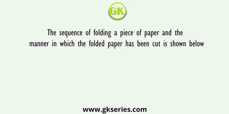 The sequence of folding a piece of paper and the manner in which the folded paper has been cut is shown below