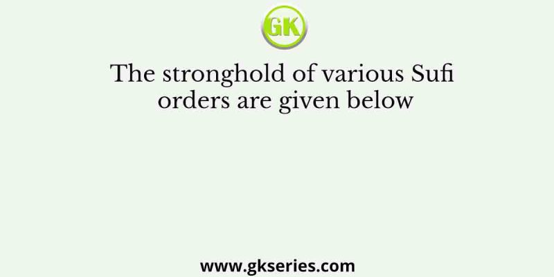 The stronghold of various Sufi orders are given below