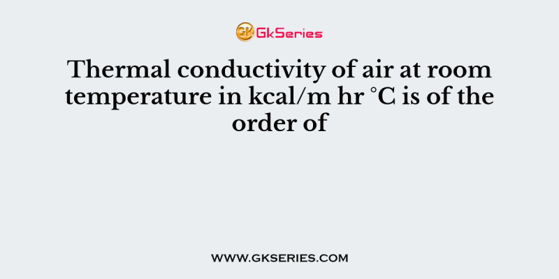 Thermal conductivity of air at room temperature in kcal/m hr °C is of the order of