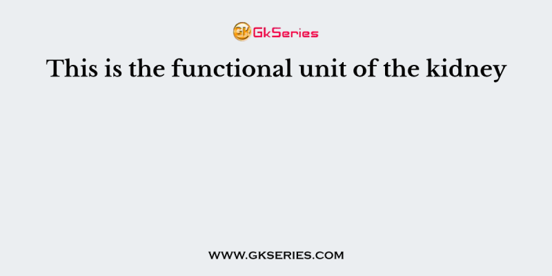 This is the functional unit of the kidney