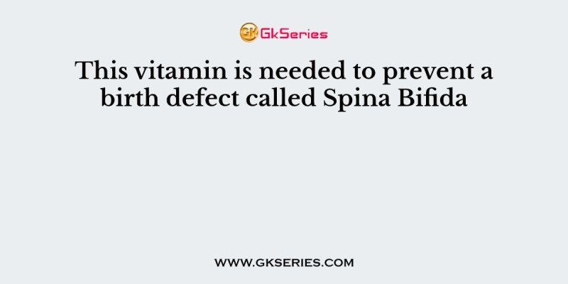 This vitamin is needed to prevent a birth defect called Spina Bifida