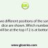 Two different positions of the same dice are shown. Which alphabet will be at the top i f E is at bottom?
