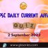 Daily Quiz on Current Affairs by Gkseries – 2 September 2022