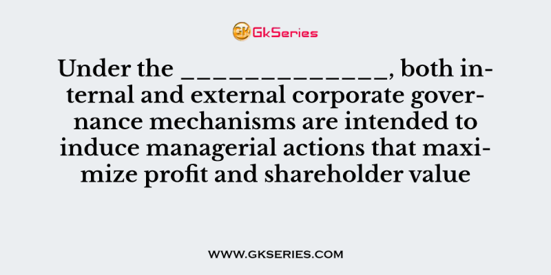 Under the _____________, both internal and external corporate governance mechanisms are intended to induce managerial actions that maximize profit and shareholder value
